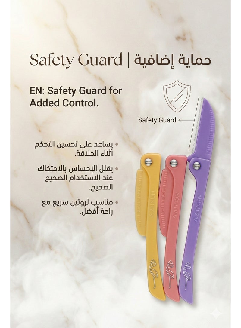 BOLAND LAURA Blend Laura Premium Women’s Facial & Body Hair Razor Set – Safe Stainless Steel Blades with Ergonomic Handle (3-Pack) - Image 5